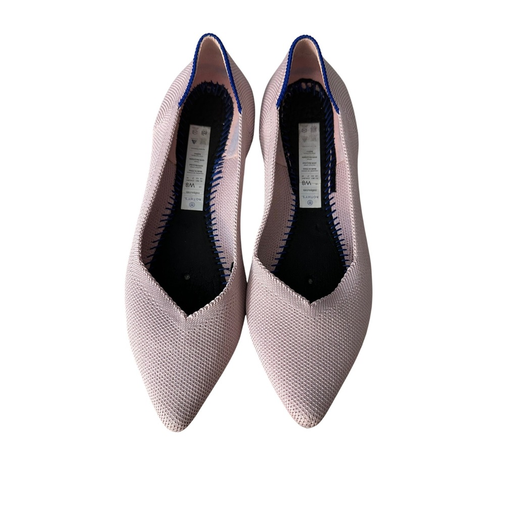 Rothys The Point Flats Light Pink Pointed Toe Recycled Knit Shoes Womens 8